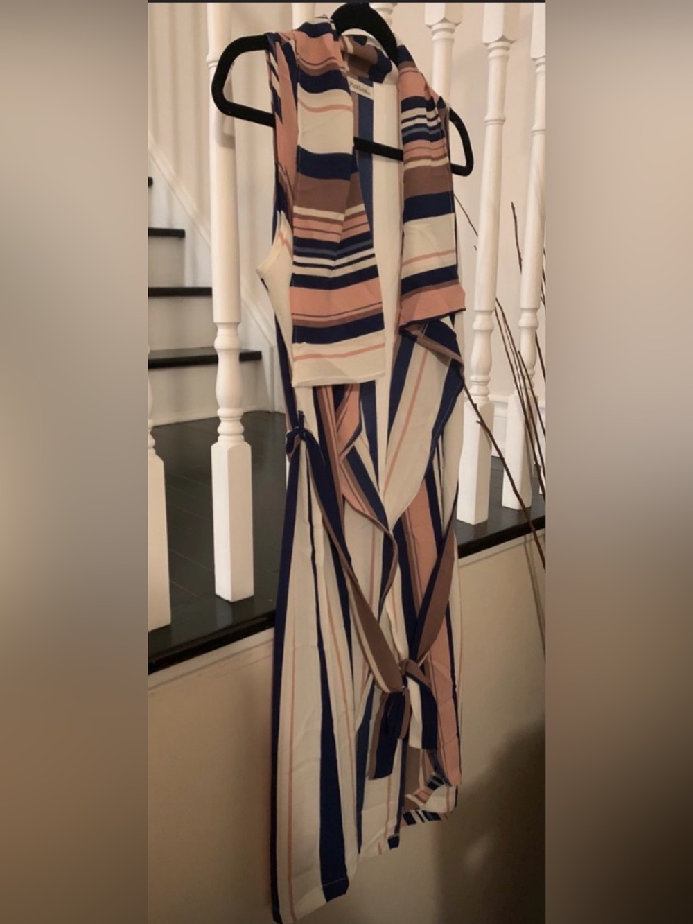 Striped Navy & Blush Women’s long Vest Coverup